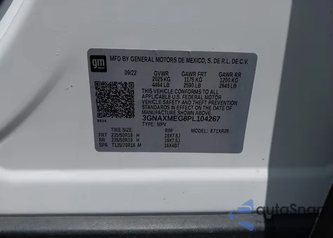 2023 Chevrolet Equinox Fwd Rs z USA, uszkodzony, nr VIN 3GNAXMEG8PL104267